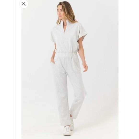 Anthropologie SUNDAYS Derby Jumpsuit 1/4 Zip Light Heather Grey Size Large - Picture 6 of 14